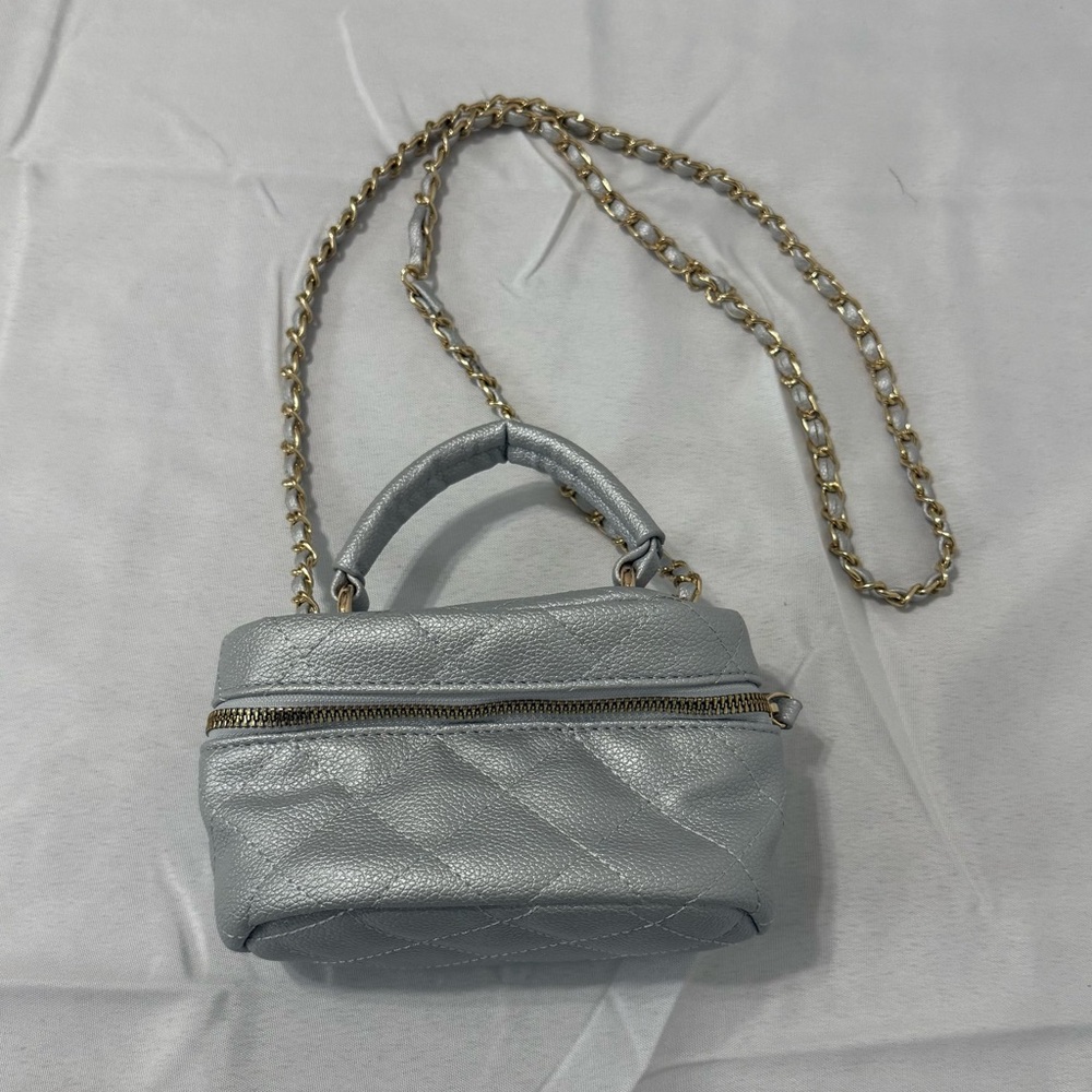 Silver Quilted Handbag